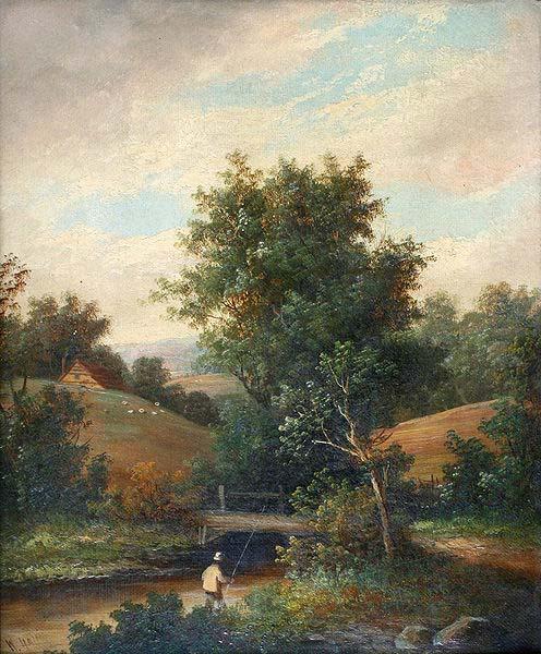 William Yates Fisherman on the River Bank